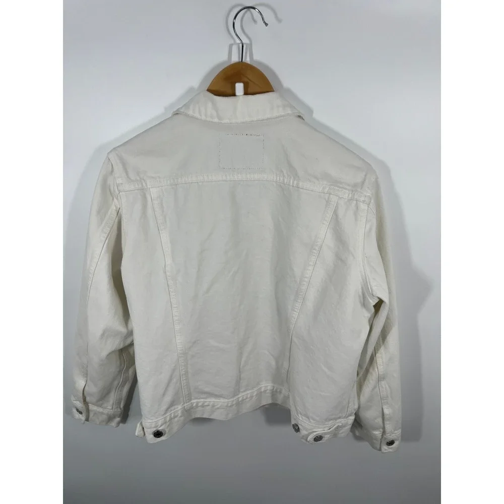 Lucky Brand Tomboy Trucker Denim Jacket XL White 90s Minimalist Capsule Wardrobe